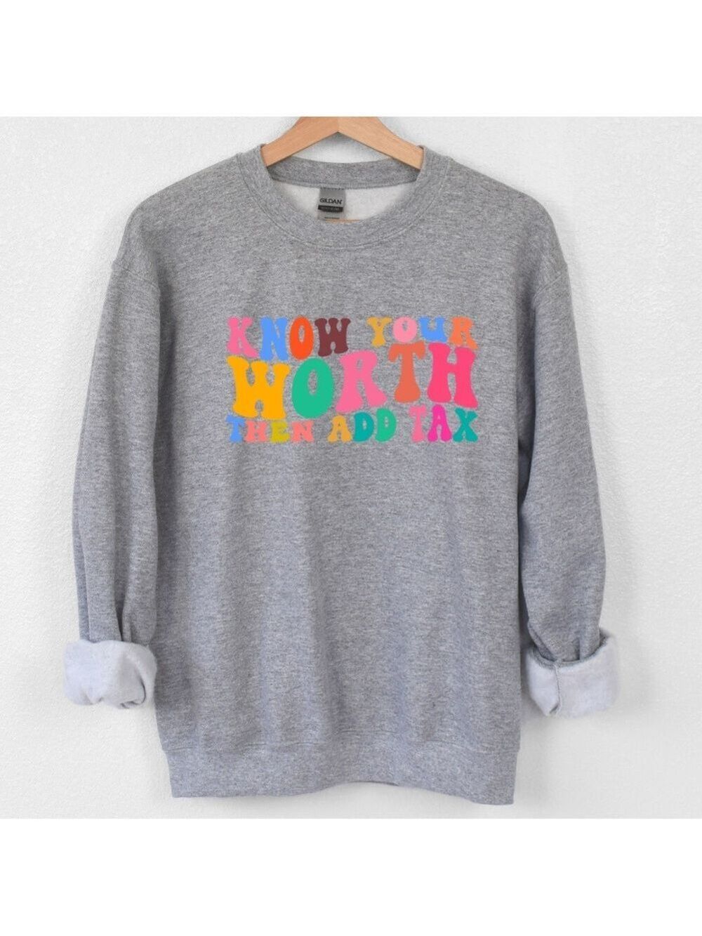 Know your worth mental health graphic crewneck raglan pullover sweatshirt large - Picture 4 of 10